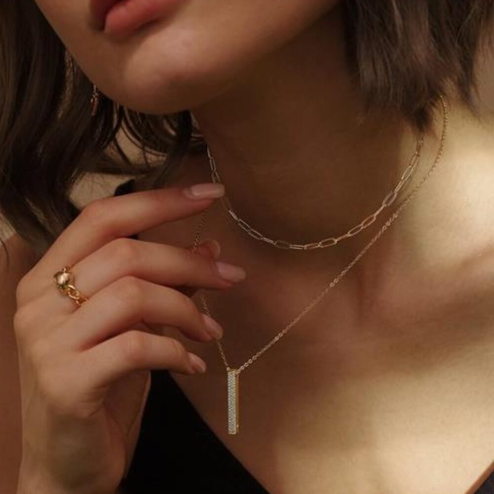 MEVECCO Layered Heart Necklace Pendant Handmade 18k Gold Plated Dainty Gold